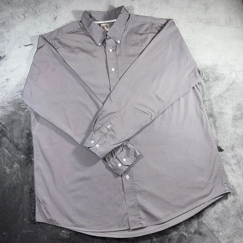 Cinch Mens Gray Long Sleeve Button Down Cotton Western Shirt XL MTW1104238